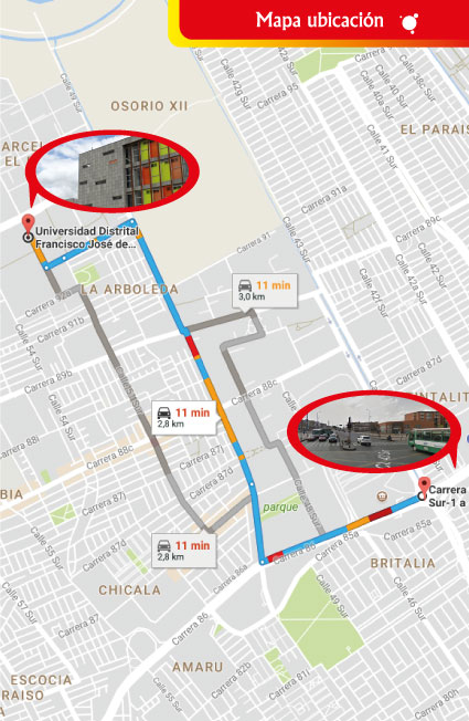 Ruta de llegada ciudadela universitaria el porvenir