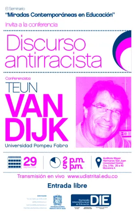 Afiche de la conferencia del DIE Discurso Antirracista