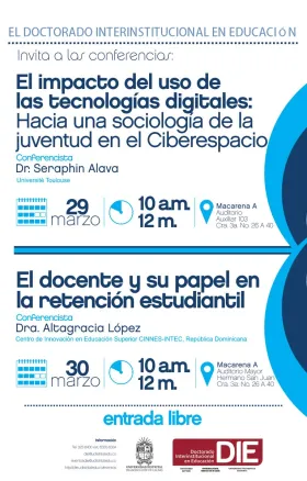 Afiche de las conferencias de Alava y Altagracia en el DIE, mes Marzo