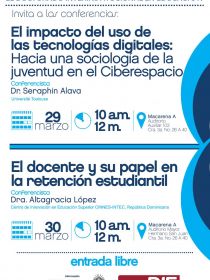Afiche de las conferencias de Alava y Altagracia en el DIE, mes Marzo