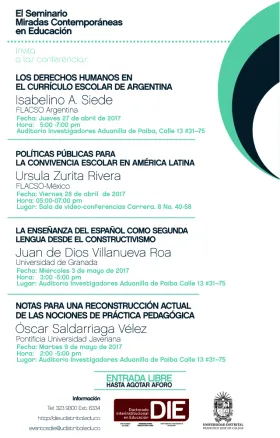 Afiche de las conferencias del Seminario Miradas Abril-Mayo de 2017