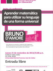 afiche de Conferencia Seminario Miradas Contemporáneas - Aprender Matemática para Utilizar su Lenguaje de una Forma Natural