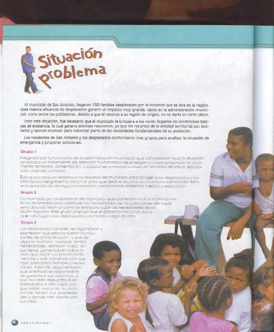 Imagen de página de texto de la sección situación problema
