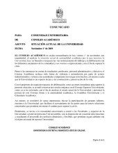 Comunicado del Consejo Académico de la UD a la comunidad universitaria